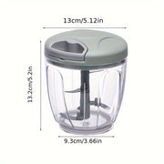 Qulay tutqichli qo'lda sarimsoq maydalagich, sarimsoq maydalash, chili bo'laklash va sous tayyorlash uchun shaffof stakanda mo'ljallangan. Ona kuniga mos.