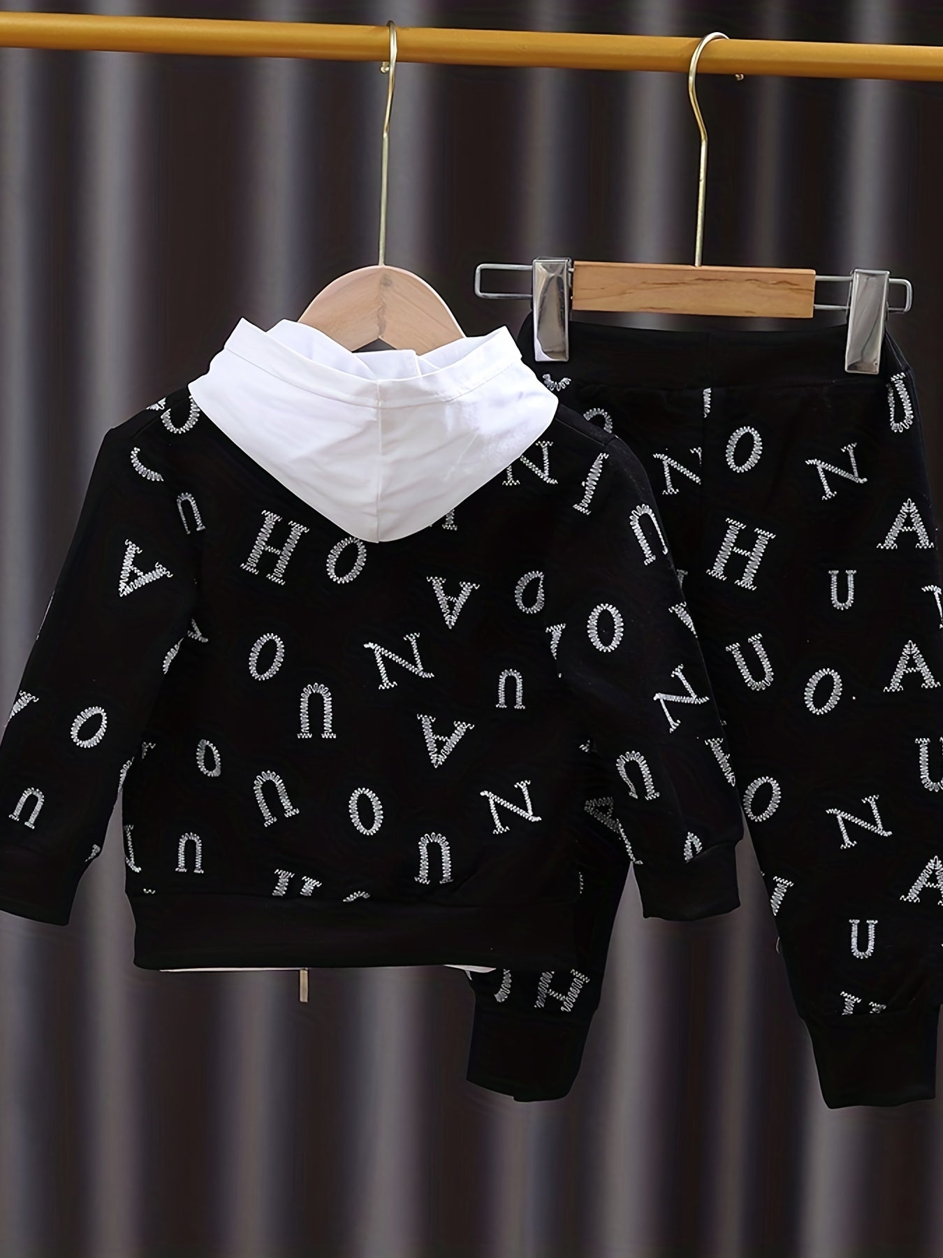 Boys Long Sleeve Alphabet Print Suit 3-Piece Spring Fall Casual Clothing
