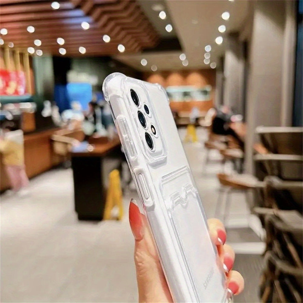 Transparent Shockproof TPU Phone Case with Card Slot for Samsung S21 S22 S23 S24 Ultra