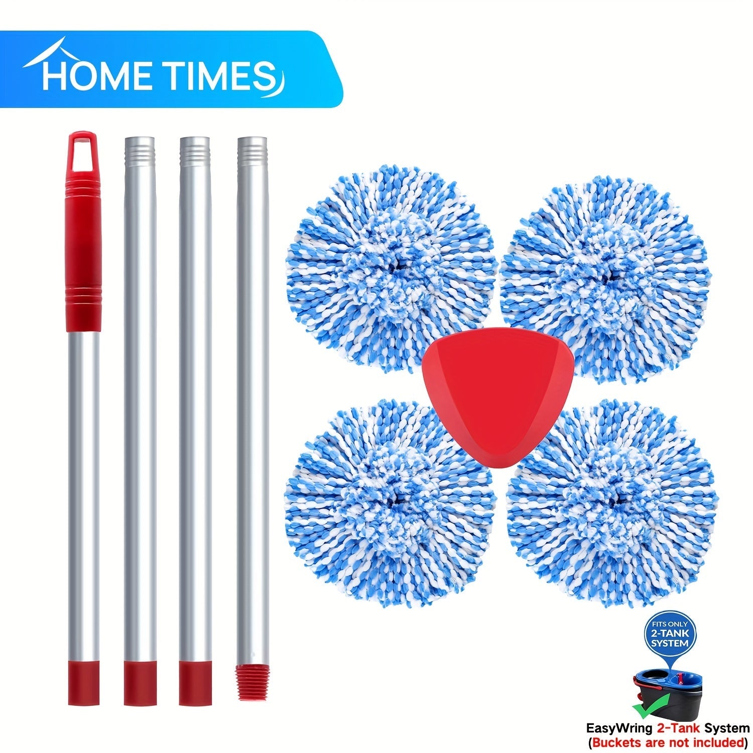 Microfiber Spin Mop o‘rnashadigan boshlar va tutqichlar to‘plami 2 tankli tizim uchun