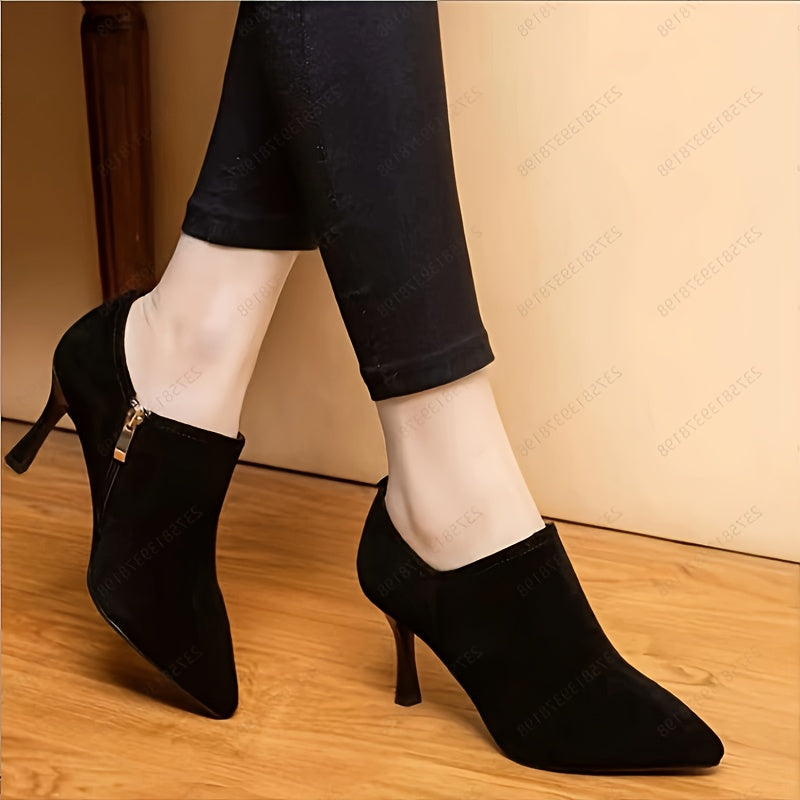 Women's Pointed Toe Stilettos Matte Black Slip-Resistant TPR Sole All-Season
