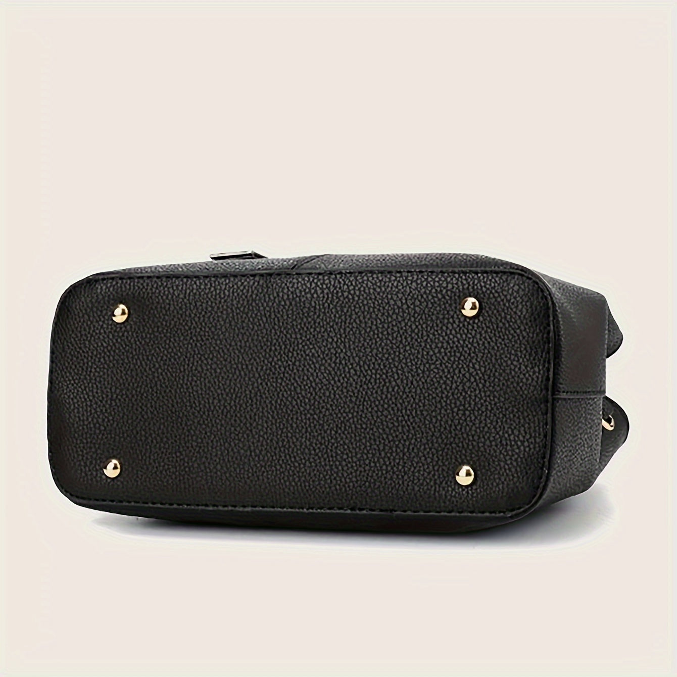 White Synthetic Leather Tote Bag with Tag Detail Large Capacity Multi-Layer Design