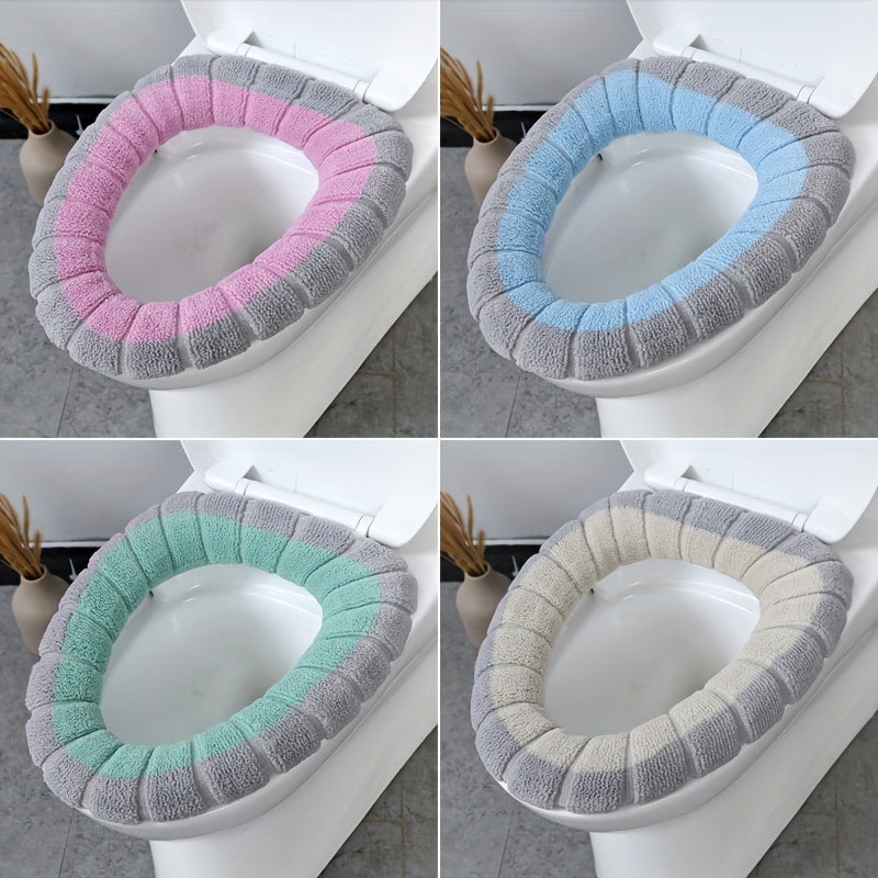 Colorful Soft Polyester Toilet Seat Cover for Winter Warmth Home Dorm Use