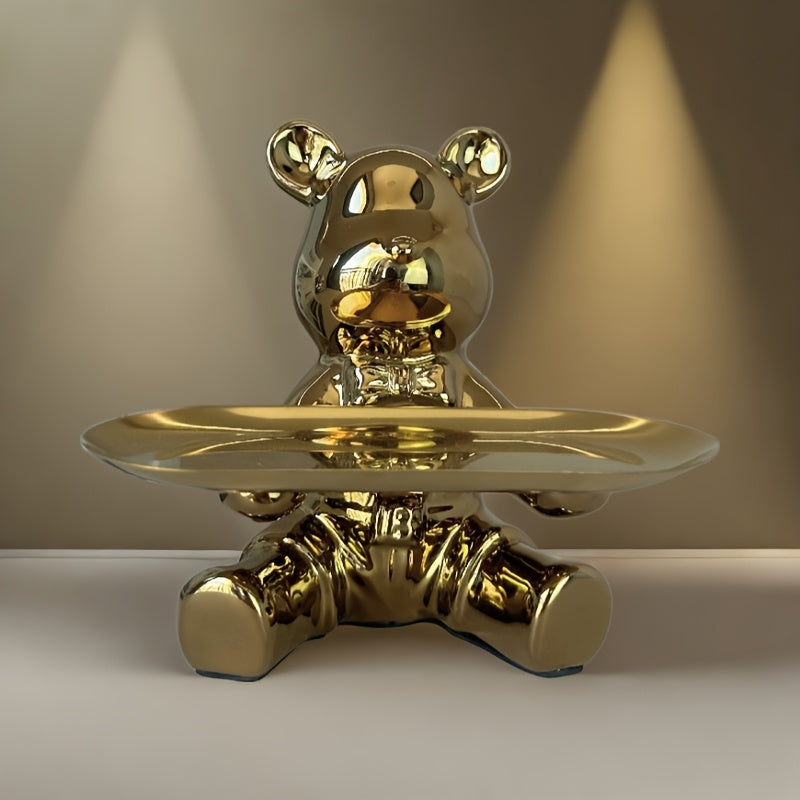 Bandeja para llaves y frasco decorativo para ahorrar dinero en forma de oso de cerámica