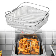 Stainless Steel Air Fryer Basket Square Mesh with Carry Handle
