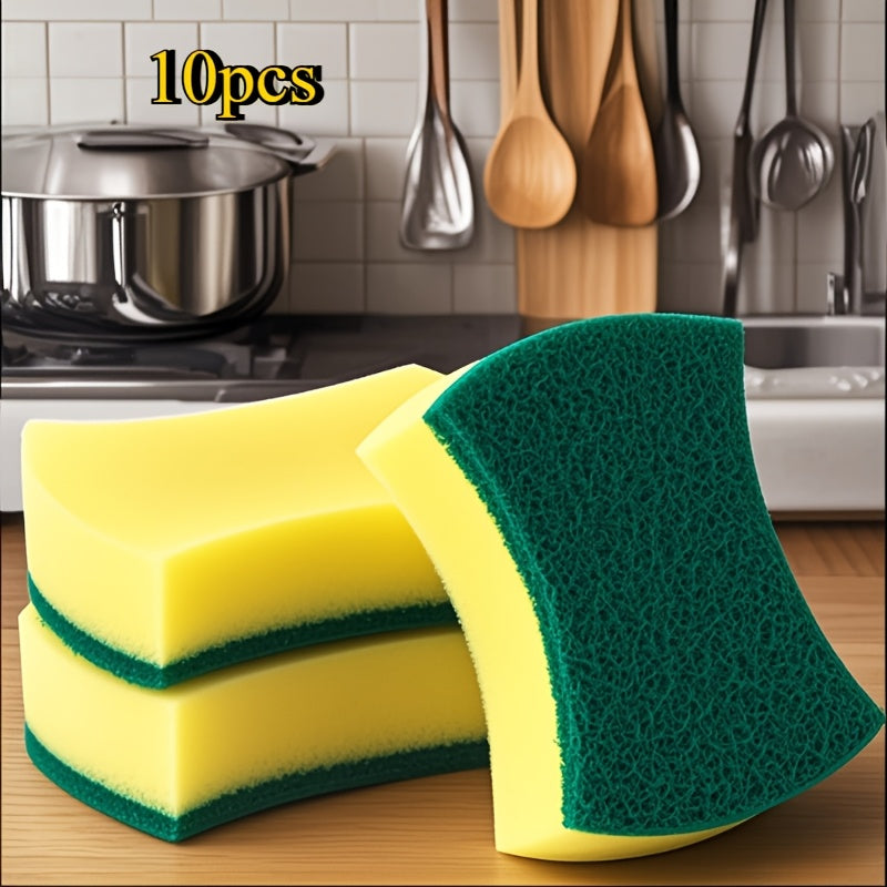 10/12/24pcs Esponja de poliuretano de doble cara para lavar platos, paño amarillo-verde, mobiliario de cocina y exterior en patio