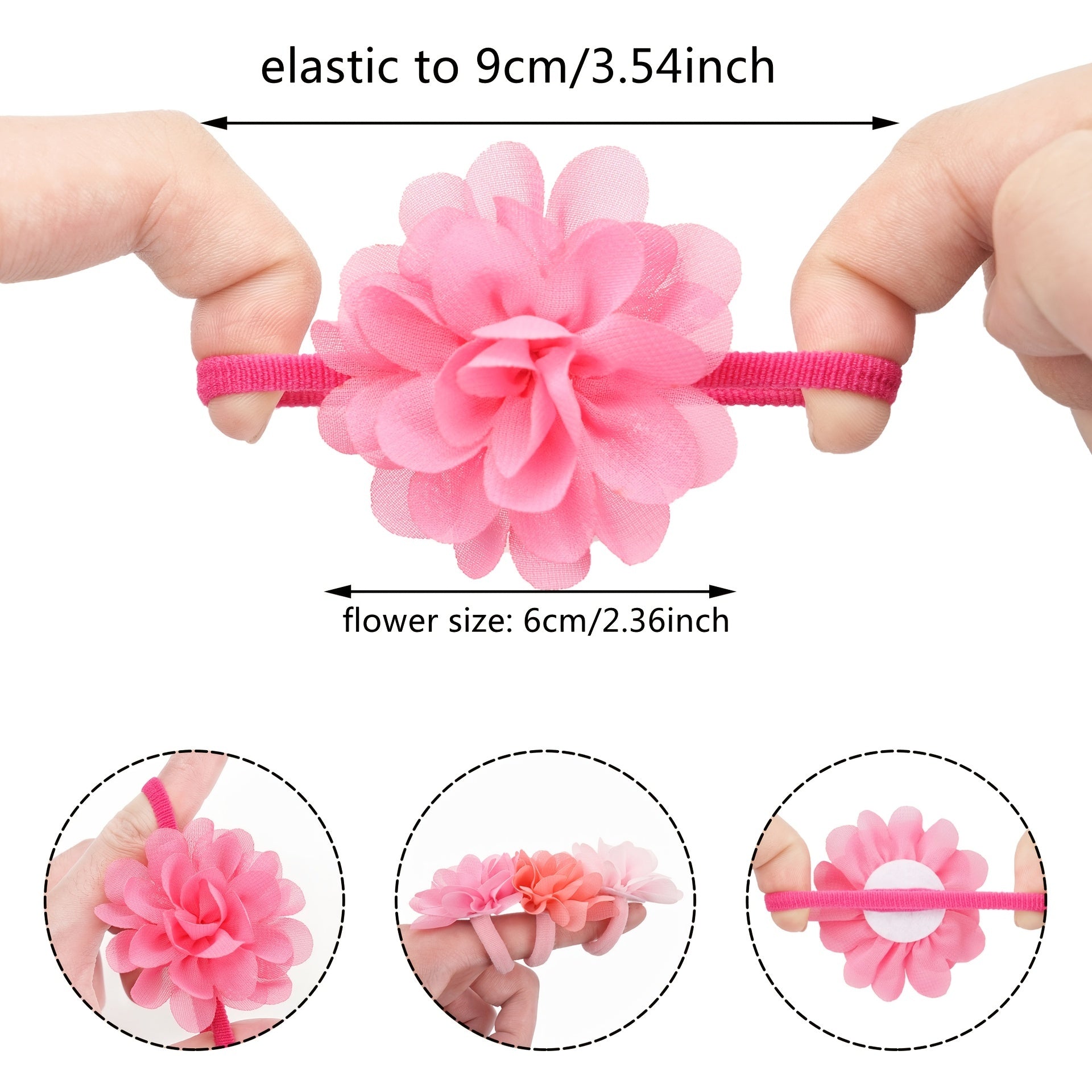Elastic Ponytail Holders with Chiffon Flower Hair Ties for Women and Girls