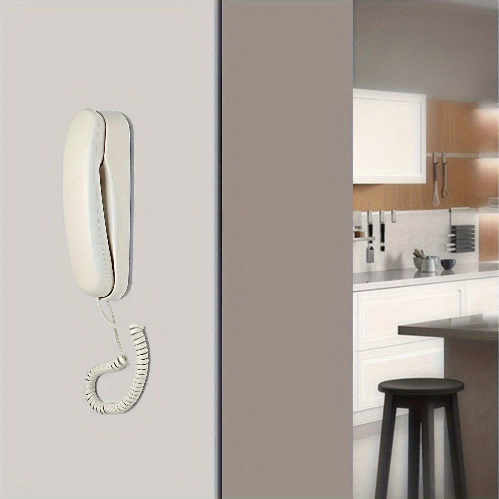 Teléfono con cable negro para personas mayores, montable en la pared, teléfono de escritorio con marcación y línea sencilla