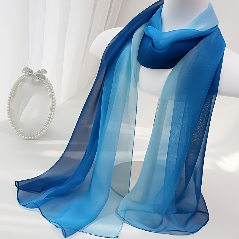 Gradient Color Gauze Scarf for Women Lightweight Summer Shawl Breathable Wrap