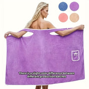 Women's Purple Coral Fleece Bathrobe Soft Thick Absorbent Cozy Home Wear