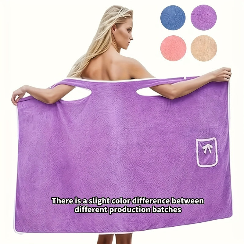 Women's Purple Coral Fleece Bathrobe Soft Thick Absorbent Cozy Home Wear