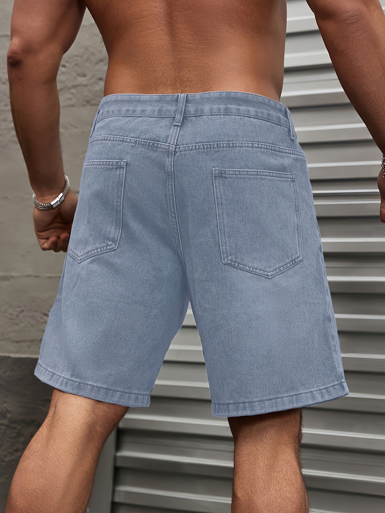 Men's Plus-Size Denim Shorts Casual Solid Cotton Polyester Woven Non-Stretch