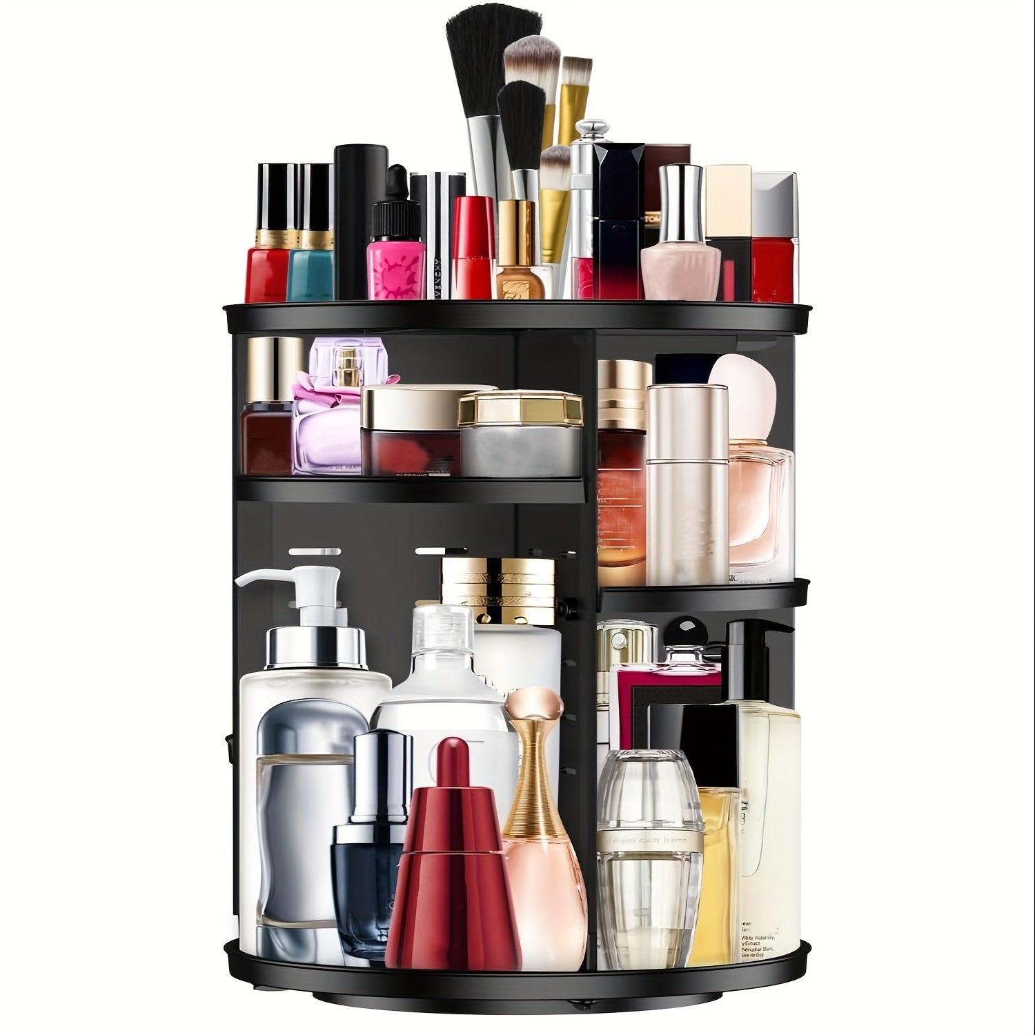 Plastic Cosmetic Organizer Rotates 360° for Easy Access Large Makeup Storage