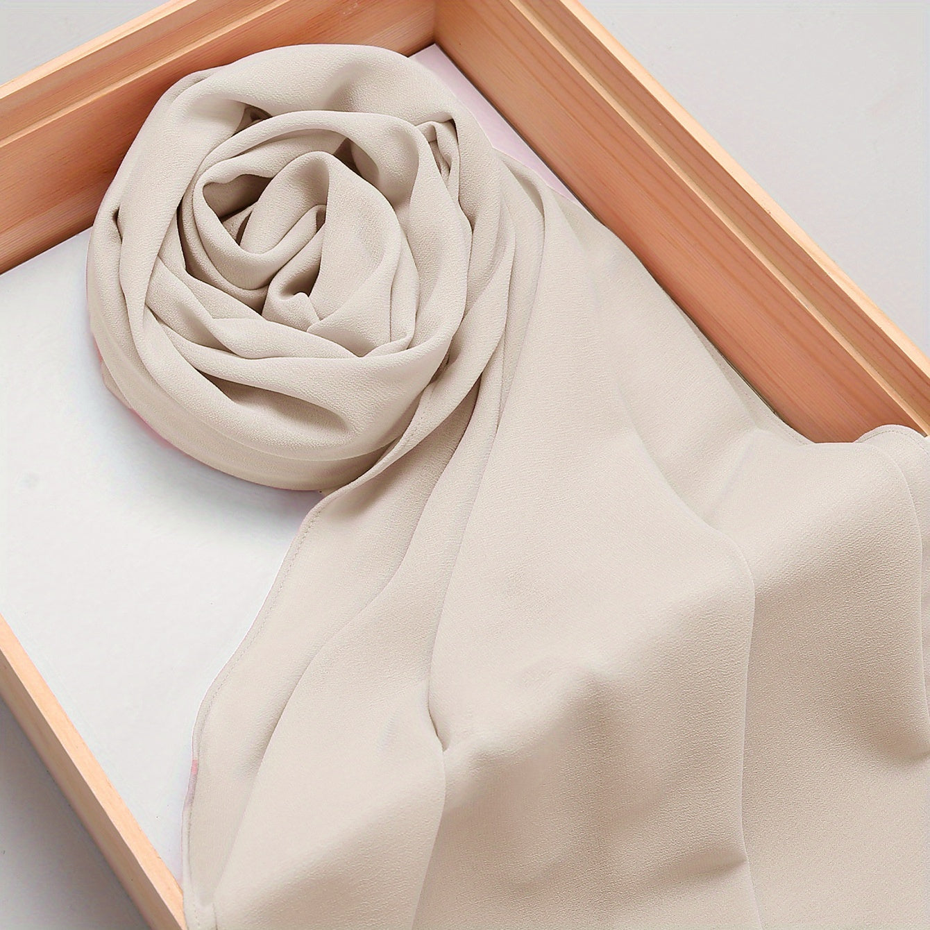 Woven Polyester Chiffon Hijab Scarf Solid Color Lightweight Muslim Head Cover for Casual Ramadan