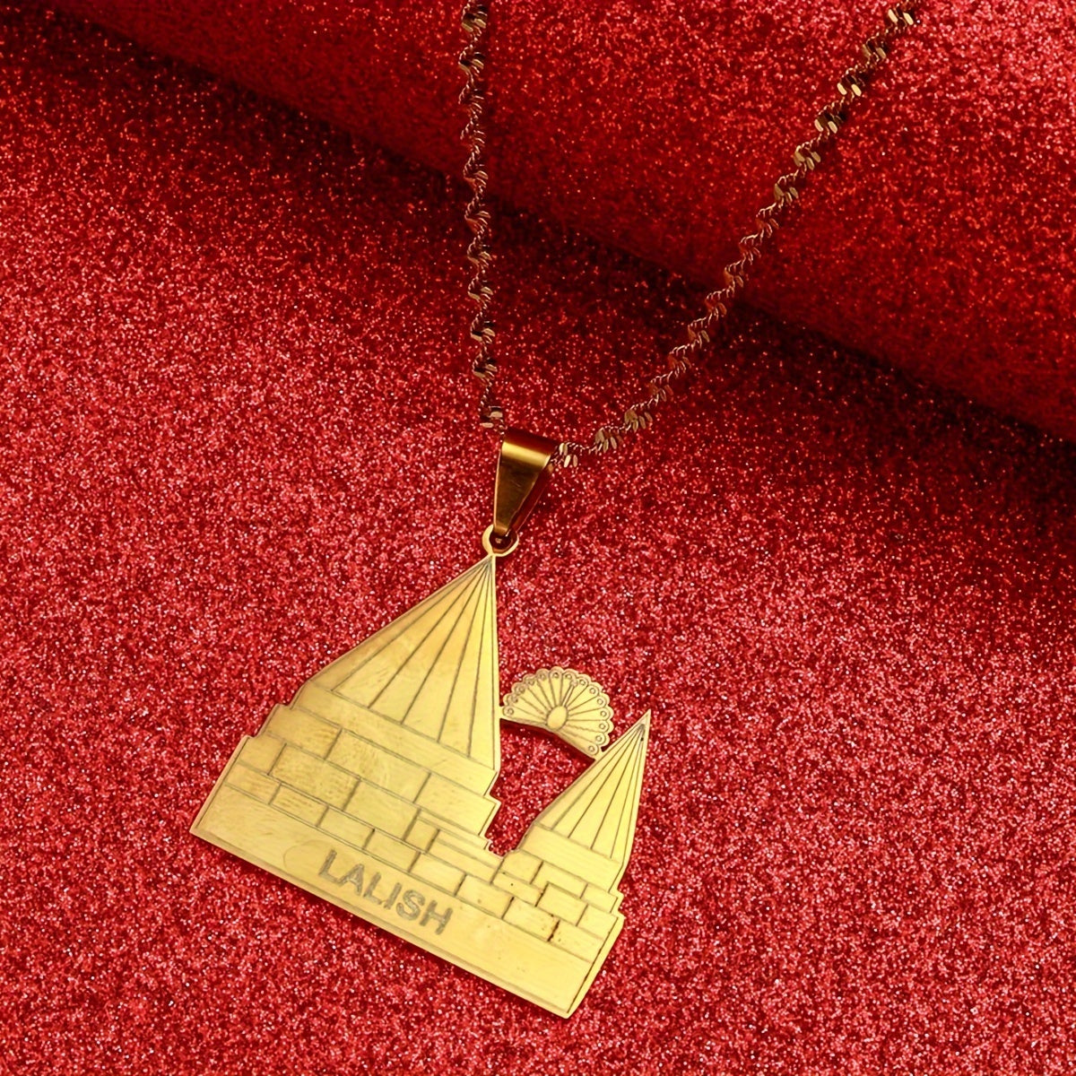 Nayzodli po'lat Yezidi Lalish ma'badiga oid pendant bilaguzuk - Etnik va minimalist uslubda tasodifiy yoki ziyofat kiyimlari uchun mukammal