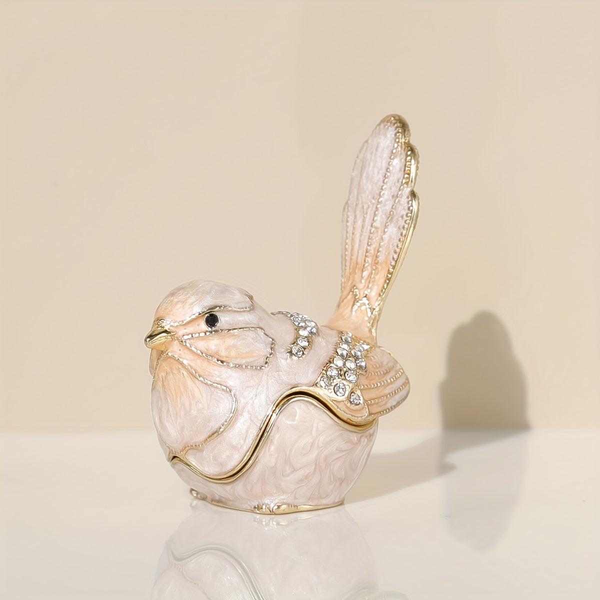 Органайзер для украшений в виде раскрашенной птицы с крышкой на петлях для колец и серег