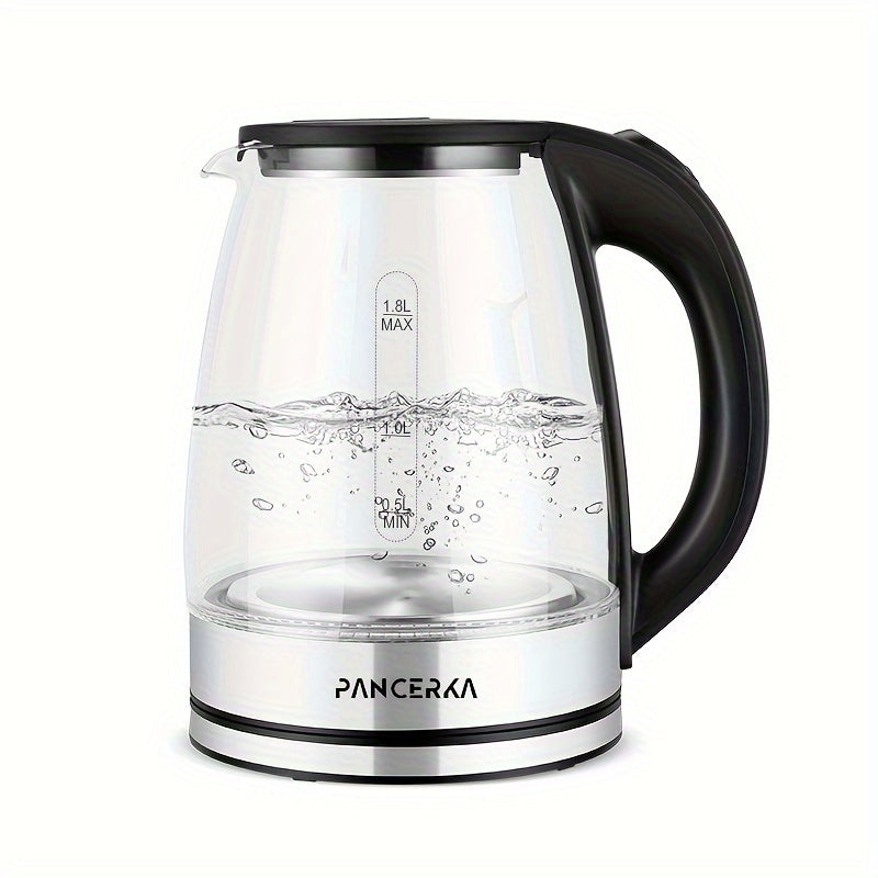 1.8L Electric Kettle Borosilicate Glass 1500W Auto Shut-Off Cool Touch