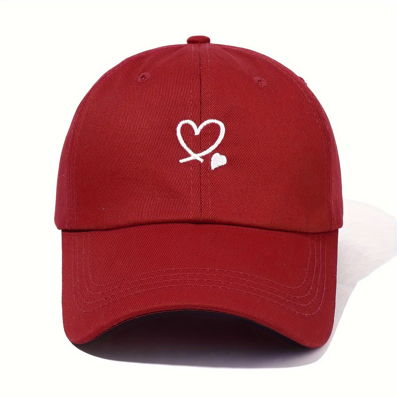 Women's Baseball Cap with Love Heart Embroidery Adjustable Sun Protection Breathable Outdoor