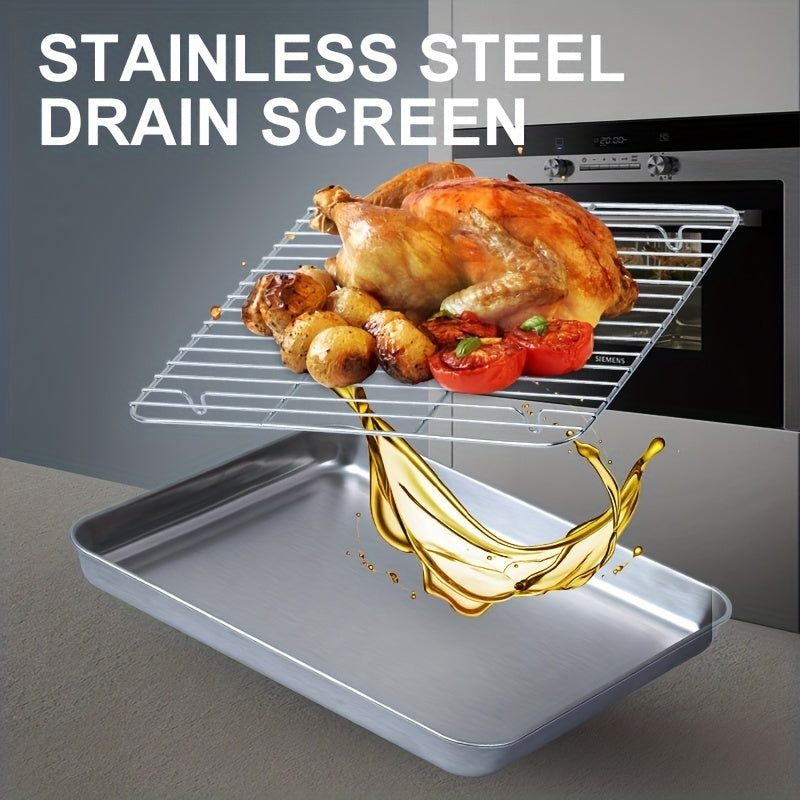 Stainless Steel Baking Sheet Set with Cooling Rack in 3 Sizes for Grilling and Baking