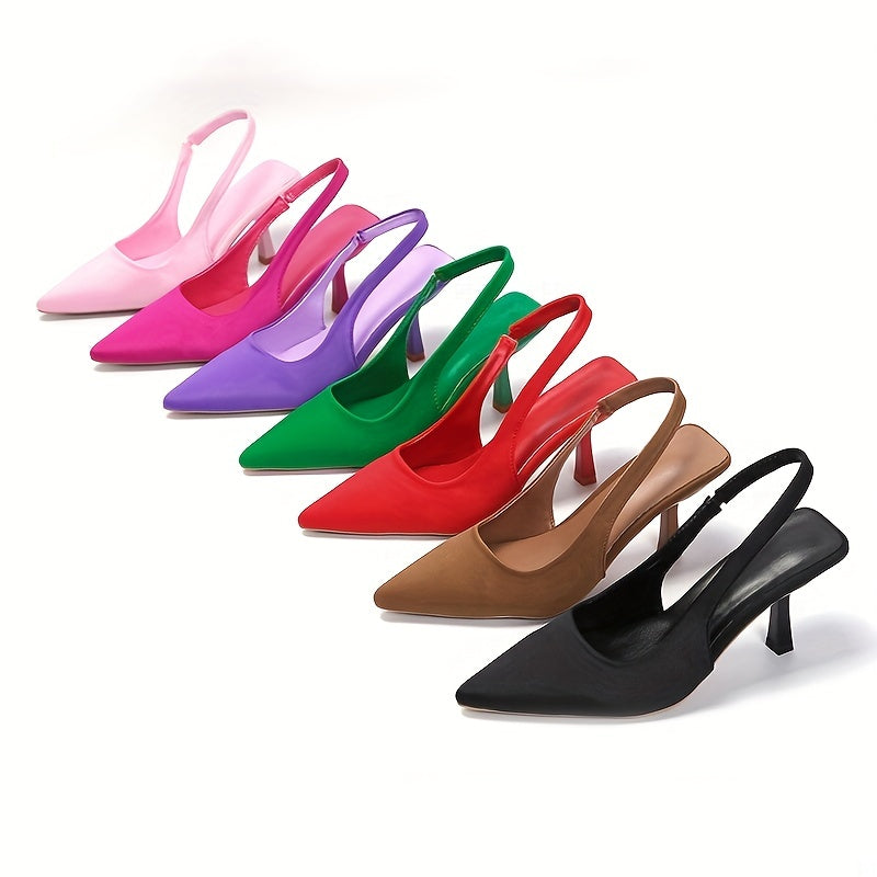 Women's Solid Color Fabric Pointed Toe Slip-On High Heels with Stiletto Heel