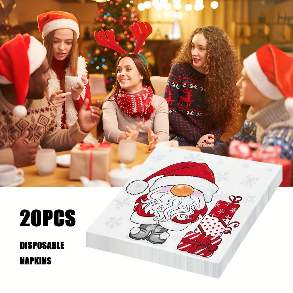 20 Disposable Christmas Santa Placemats, 9.84x24.99cm, Festive Party Decor