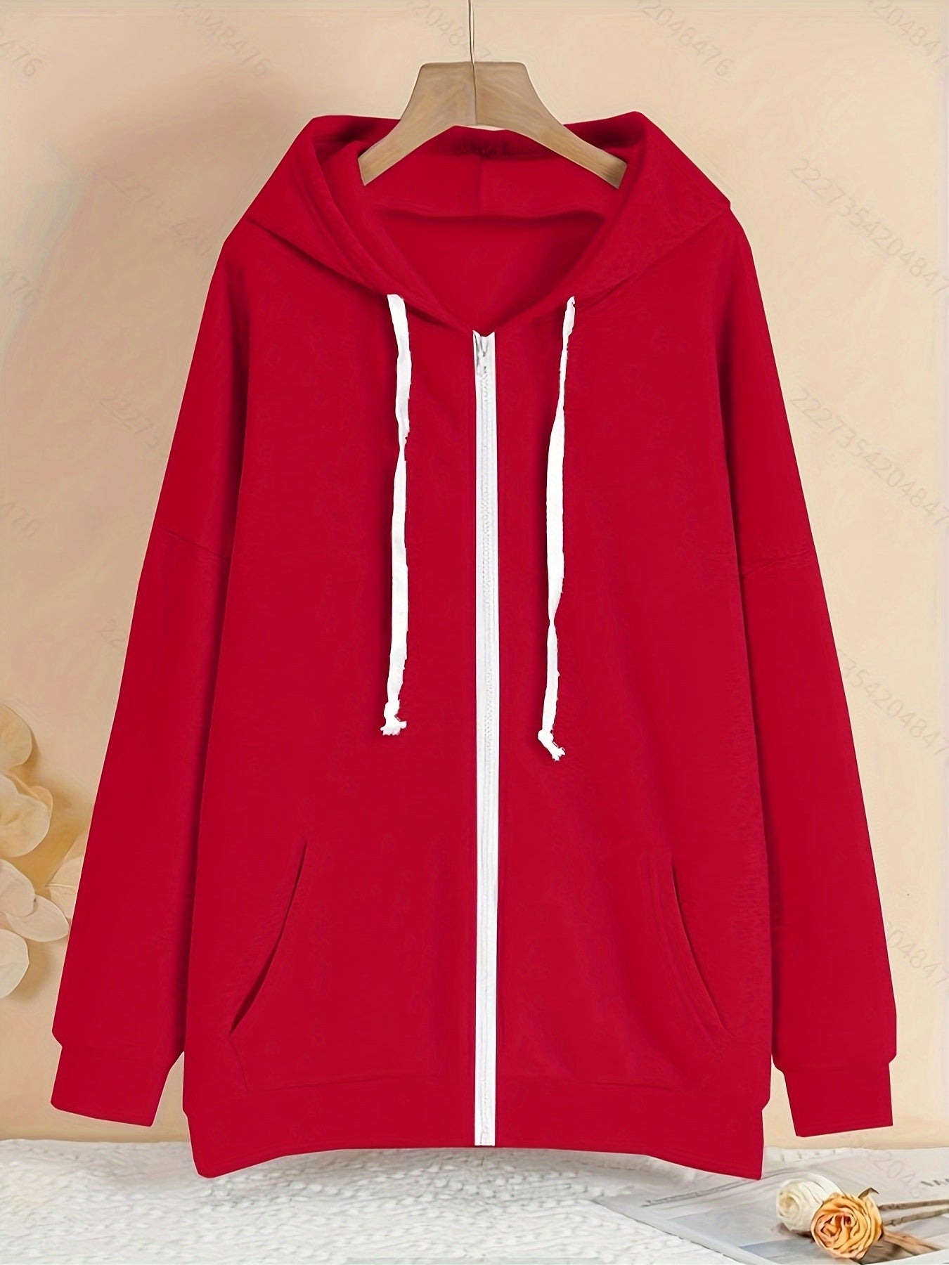 Plus Size Women's Hoodie Zipper Drawstring Long Sleeve Fall Winter Casual