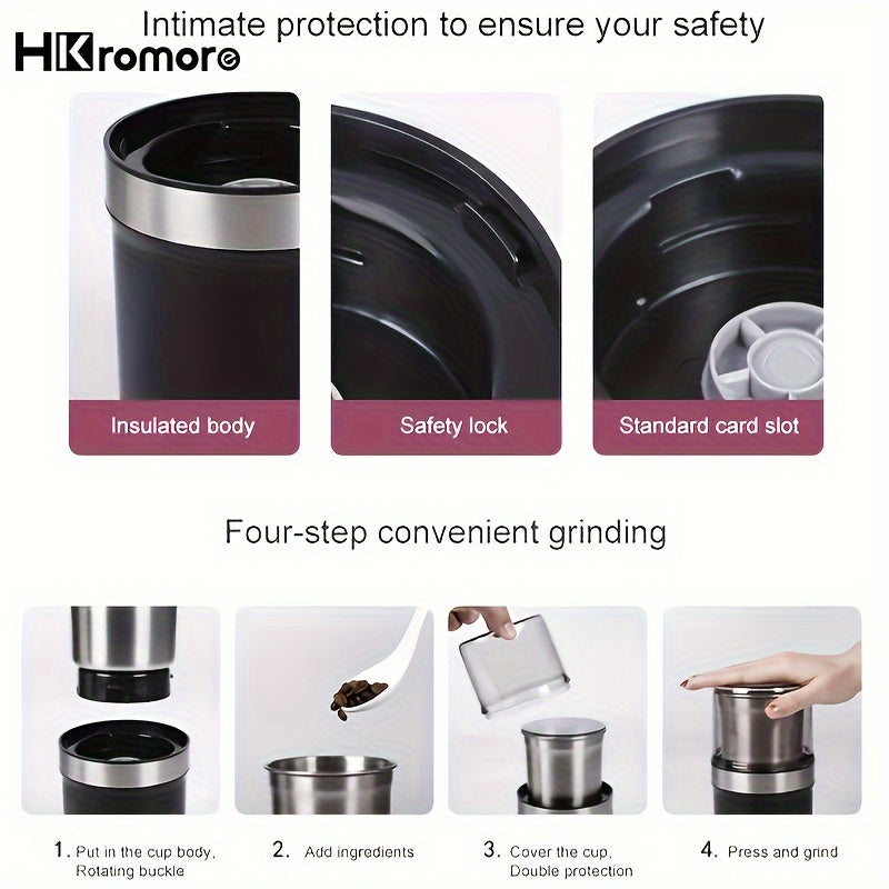 Electric Coffee Grinder for Spices Herbs and Grains Detachable Washable 30000 RPM