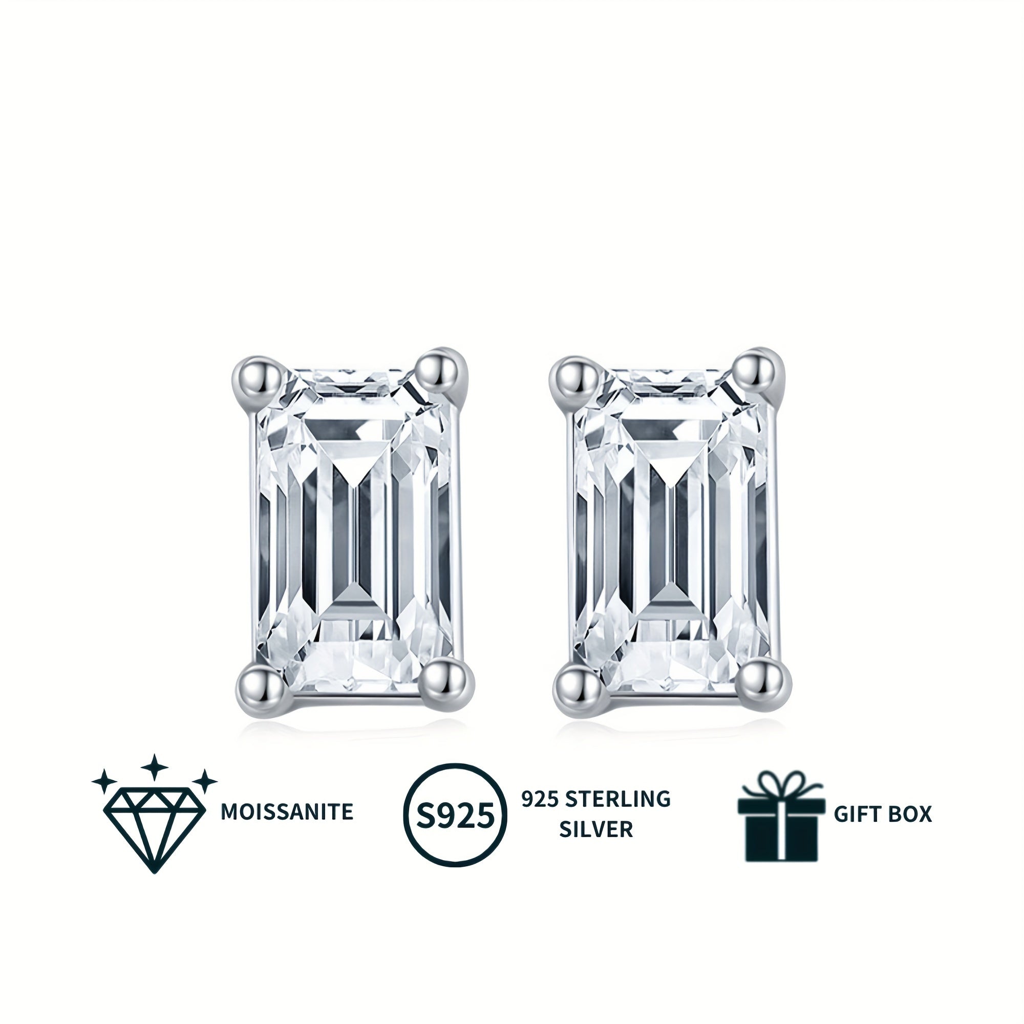 Elegant Moissanite Jewelry Set with Pendant Necklace and Stud Earrings 925 Silver Plated