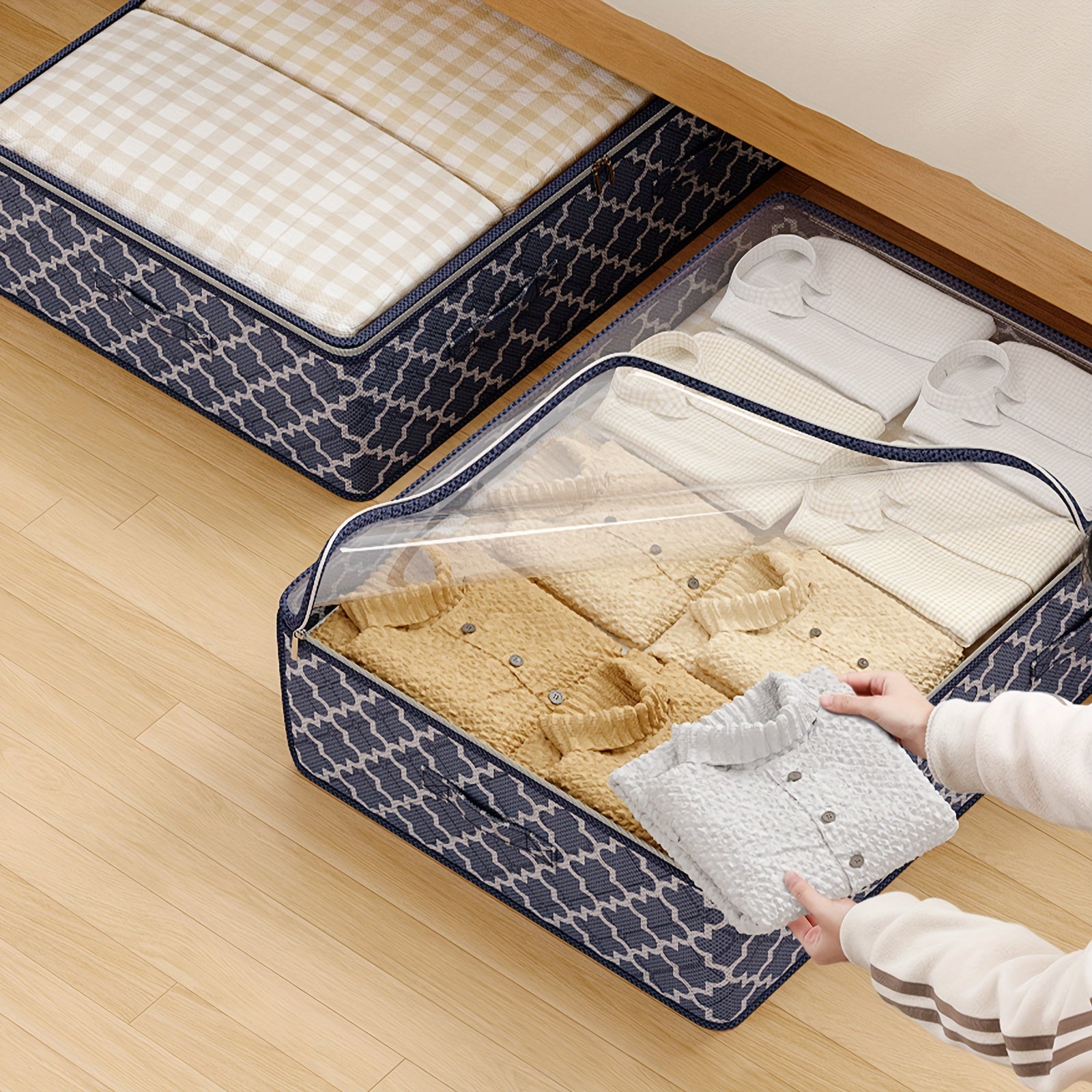 YOUFEN tomonidan keng joylashgan yostiq ostidagi saqlash sumkasi - Ochiq ko'rish oynasi, yostiqlar, kiyimlar, ko'rpa-to'shaklar va o'yinchoqlar uchun juda mos, engil va mustahkam