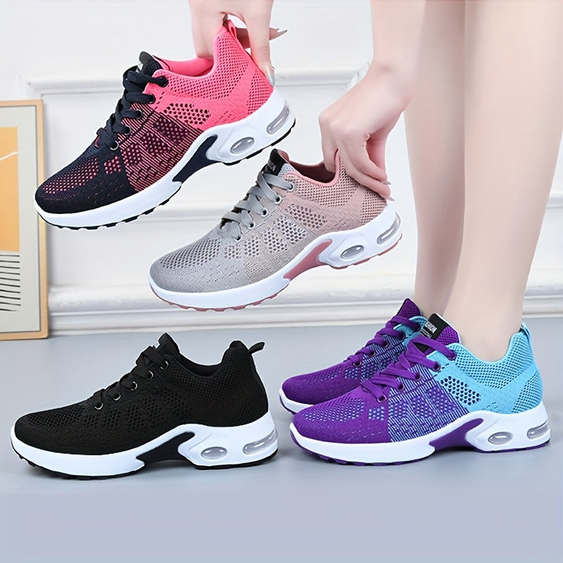 Zapatillas de correr casuales y de fitness con bloque de color transpirable para mujer