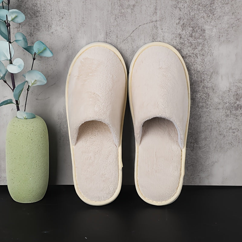 Women Coral Fleece Disposable Slippers Thick Warm Soft Winter