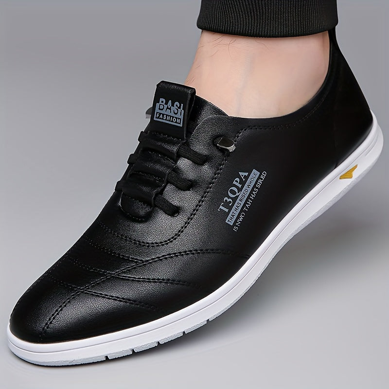 Men's Casual Sneakers Low Top Solid Color Microfiber Synthetic Leather Rubber Sole