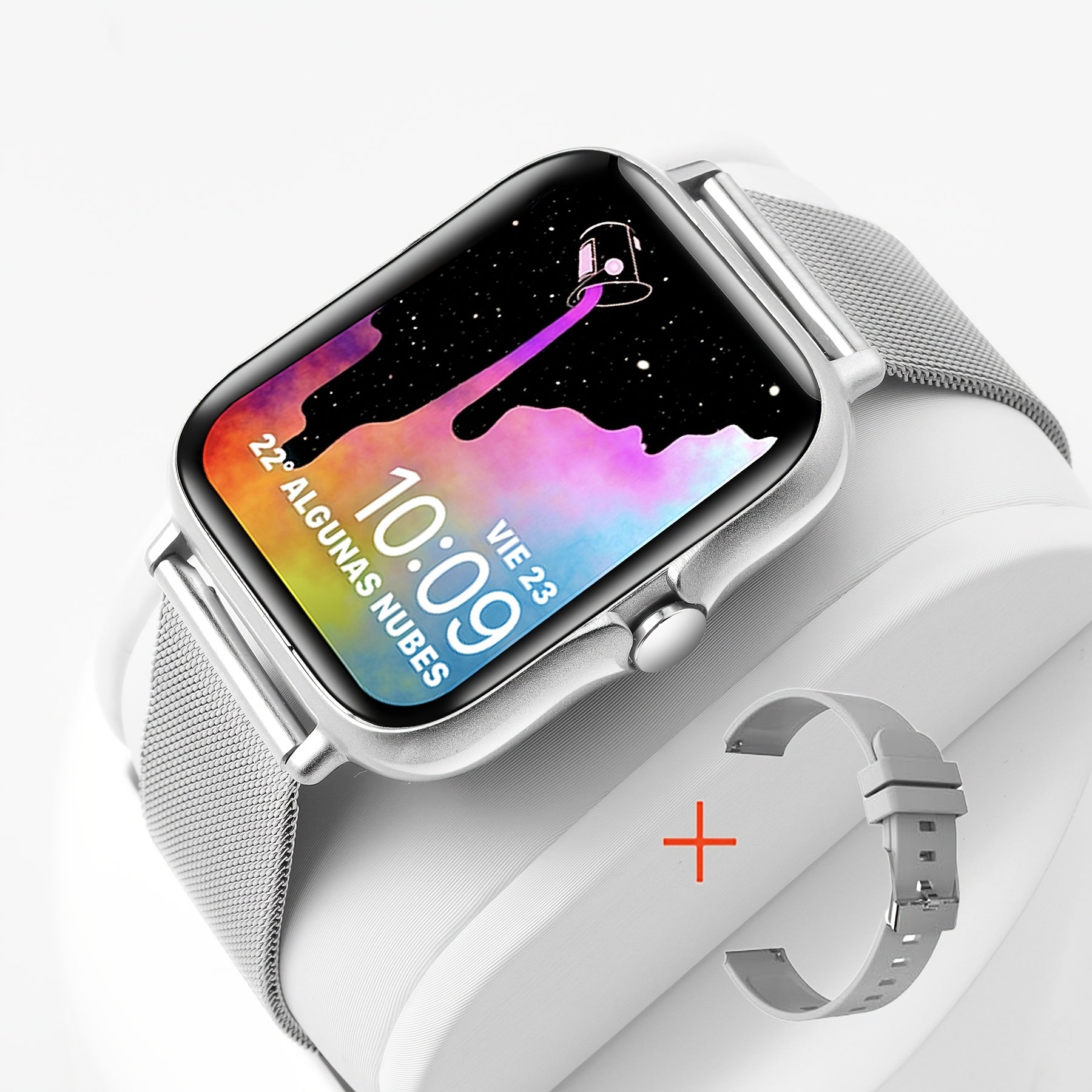 Smart Watch for Men and Women 4.34cm Metal Body Fitness Tracking Calls Music Control Compatible with iPhone Android
