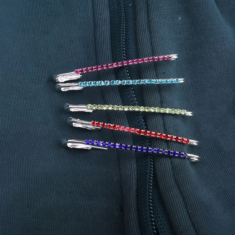 Set of 11 Colorful Rhinestone Brooches Pins for Women Sweaters Scarves Hats Jewelry