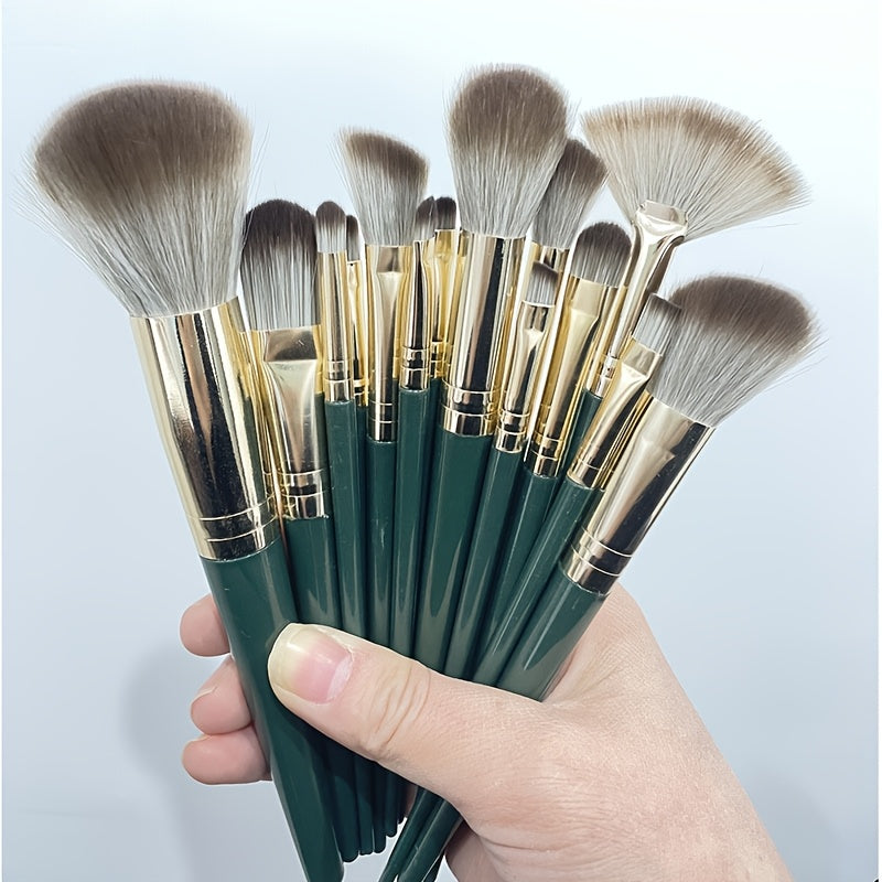 14-Piece Makeup Brush Set Nylon Bristle Palm Brushes All Skin Types Alcohol-Free