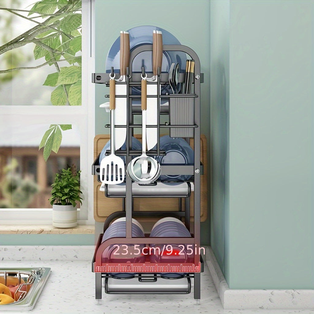 High-Quality Carbon Steel Anti-Rust Three-Layer Utensil Storage Rack for Kitchen