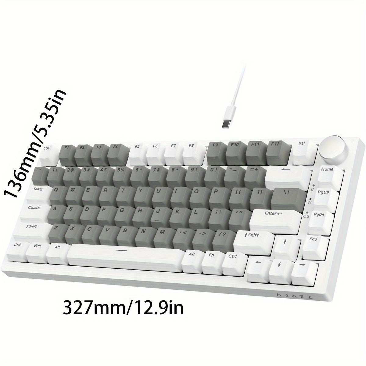 75% Wired Mechanical Gaming Keyboard with Volume Knob RGB Backlit PBT Keycaps Ergonomic USB-C