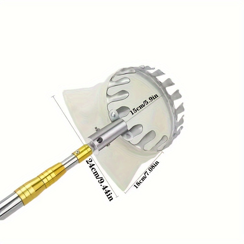 Stainless Steel Telescopic Fruit Picker Tool Extends to 187.96 cm for High Reach Harvesting