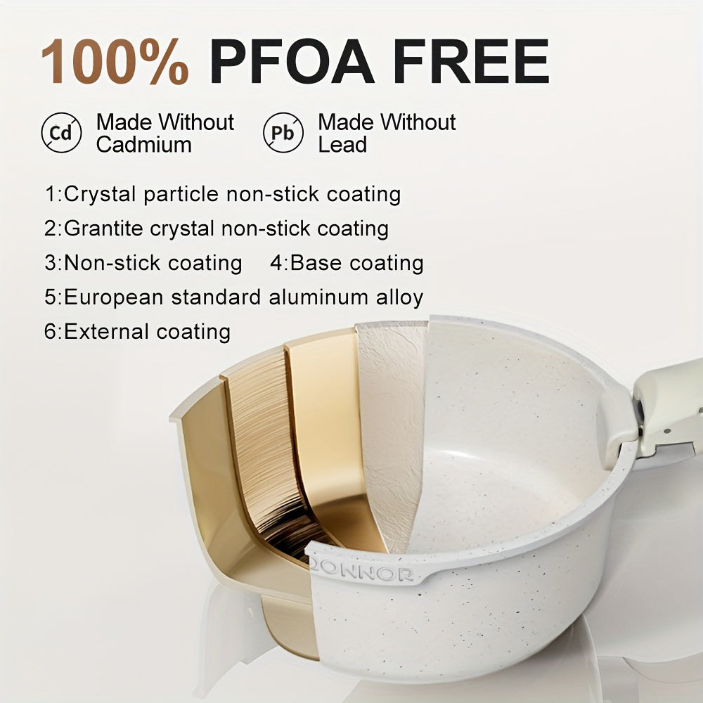 Juego de utensilios de cocina de aluminio antiadherente de 5 piezas con mangos desmontables