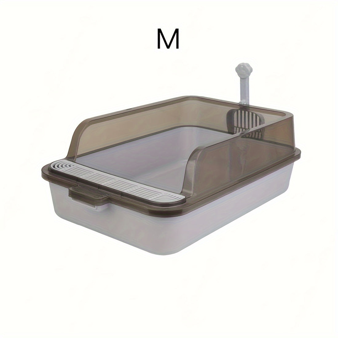 Rectangular Plastic Cat Litter Box with Removable Cover and Raised Edge