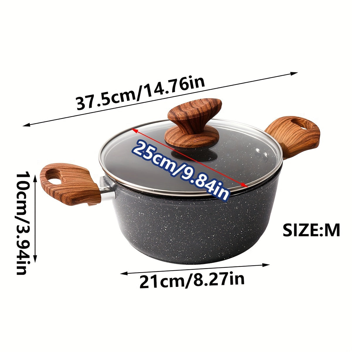 Qoplangan yopishqoq alyuminiy sho'rva qozoni, ikki quloqli tutqichlar bilan - Tez tayyorlanadigan makaron, qaynatish va ramen uchun mukammal - Induksion pechlar va gaz pechlari bilan mos - Thanksgiving va Rojdestvo chiroqlari uchun ajoyib
