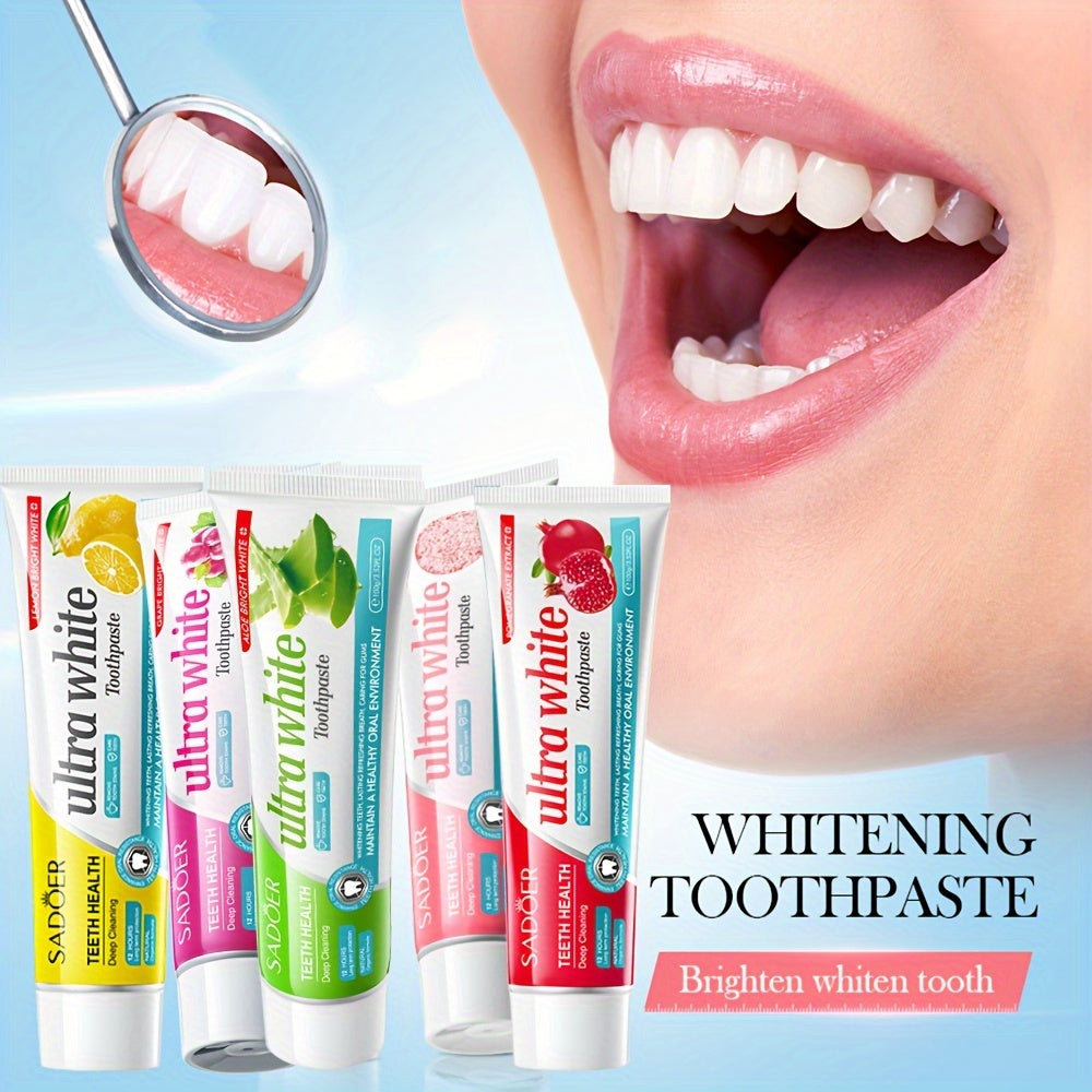 Ultra Whitening Toothpaste with Lemon Grape Rose Salt Pomegranate 100g Deep Clean Bright Smile Sensitive