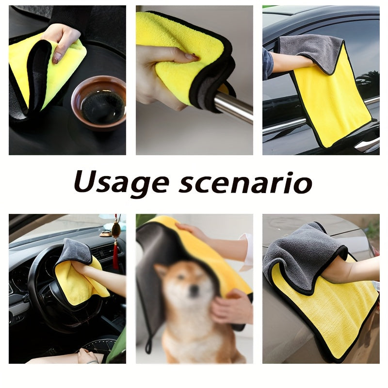 Set of 3 or 6 Thickened Coral Fleece Car Towels for Cleaning and Drying