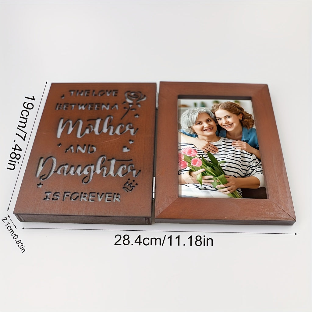 Engraved Wooden Photo Frame with LED Light 4x6 for Mother and Daughter Gift