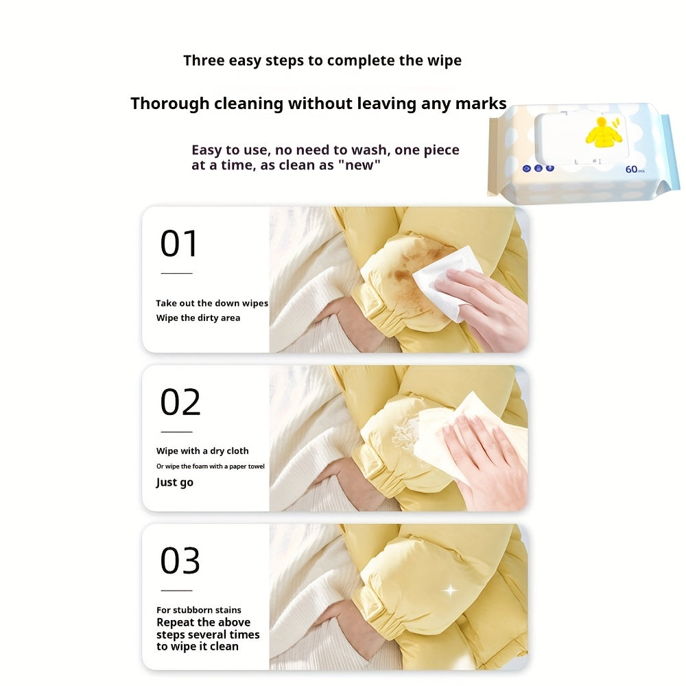 2-Pack Non-Woven Clothing Cleaning Wipes 120 Sheets Dye-Free Garment Care