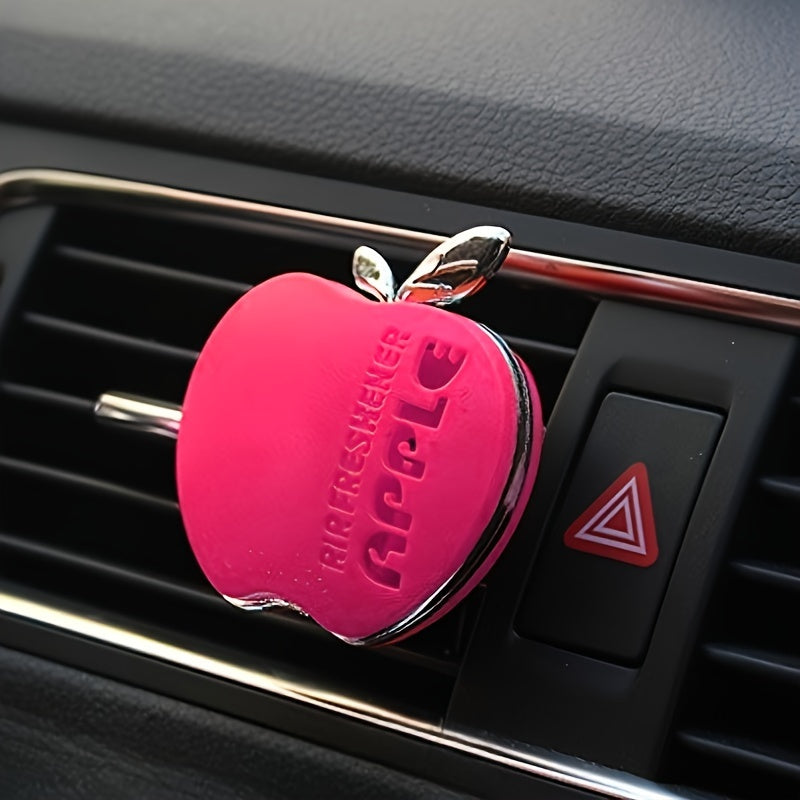 Pink Apple-Shaped Car Air Freshener with Floral Scent and Vent Clip