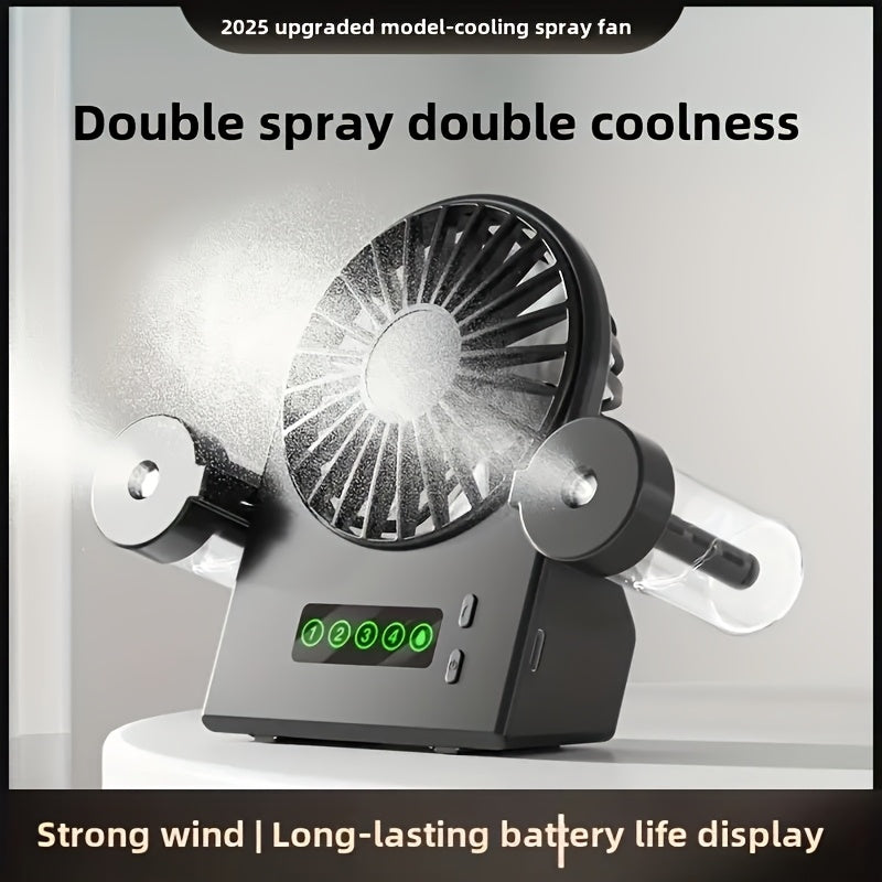 Portable USB Rechargeable Fan with 1200mAh Battery, Adjustable Speed, Rotation, Humidifier and Air Purifier