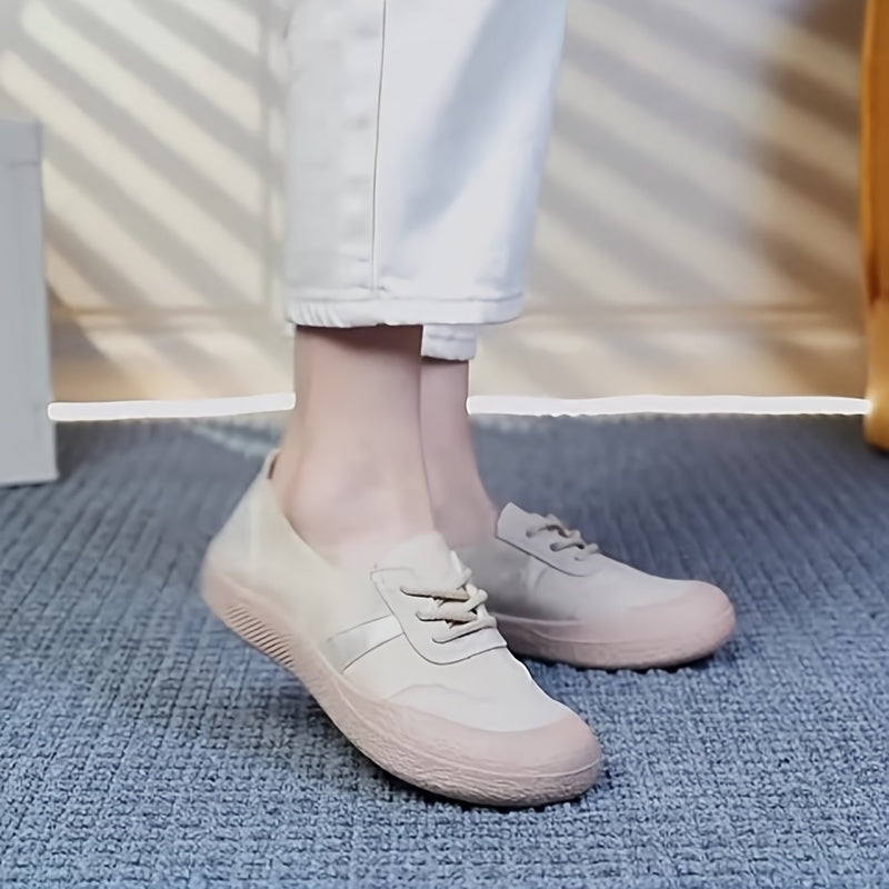 Women's Casual Flat Shoes Leather Comfortable Slip-On Footwear