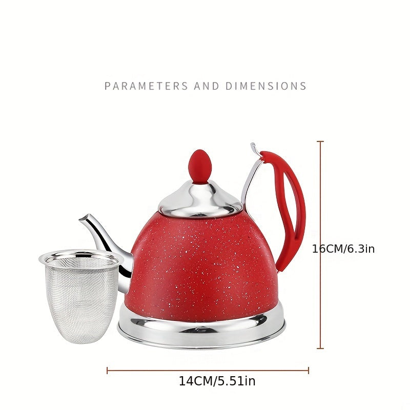 Hervidor de té de acero inoxidable de 1L con infusor para cocina de gas, llama abierta