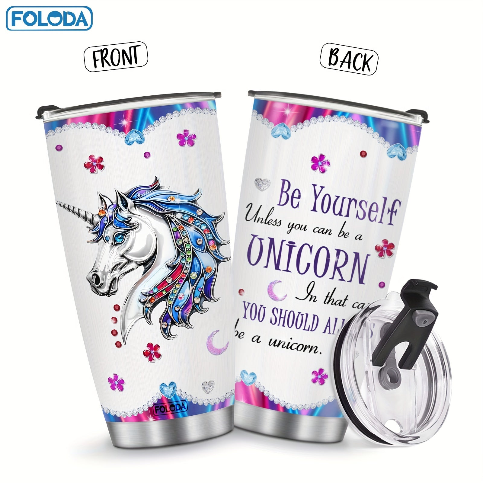 Unicorn Tumbler for Women with Funny Saying 20oz Reusable Drinkware